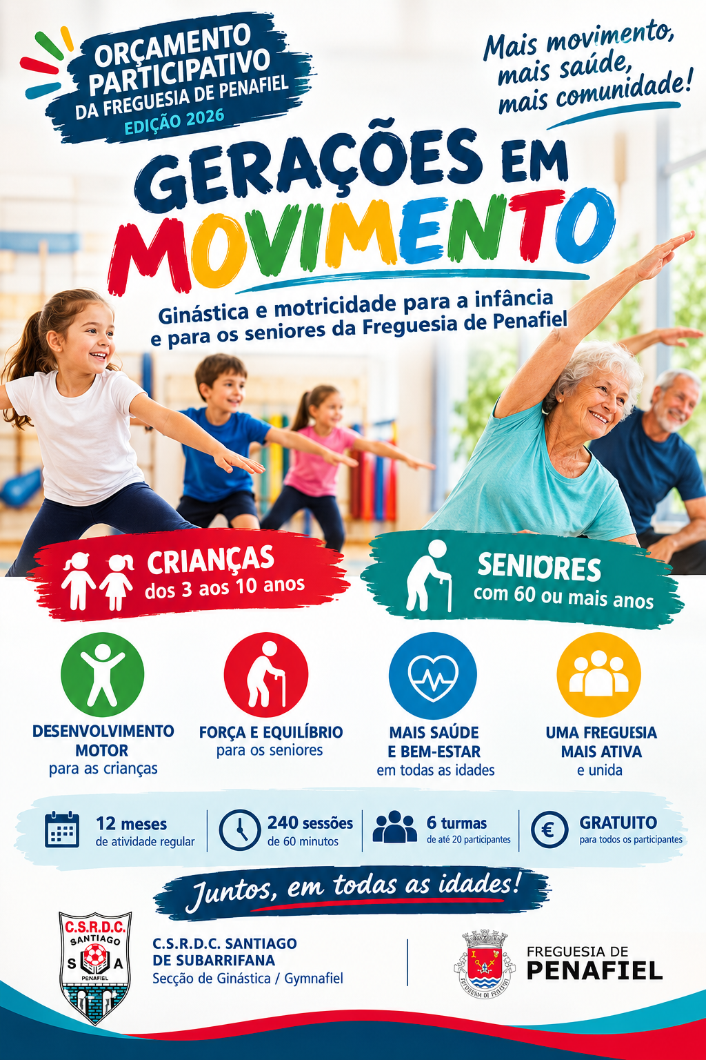 GERAÇÕES EM MOVIMENTO - Ginástica e motricidade para a infância e para os seniores da Freguesia de Penafiel